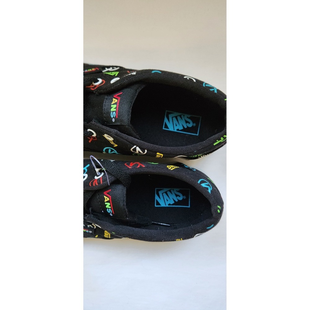 Vans Youth Ward Sneakers Black Multi Color Neon Logo Print Skate Shoes Size 5.0 - Picture 2 of 6